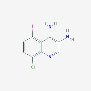 molecular formula C9H7ClIN3 B13193166 8-Chloro-5-iodoquinoline-3,4-diamine 