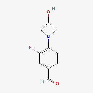 molecular formula C10H10FNO2 B13193371 3-Fluoro-4-(3-hydroxyazetidin-1-yl)benzaldehyde 