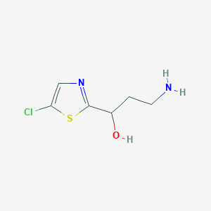 molecular formula C6H9ClN2OS B13193415 3-Amino-1-(5-chloro-1,3-thiazol-2-yl)propan-1-ol 