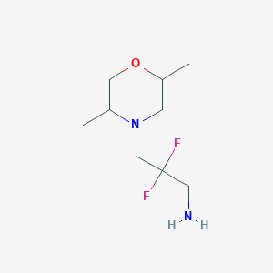 molecular formula C9H18F2N2O B13193477 3-(2,5-Dimethylmorpholin-4-yl)-2,2-difluoropropan-1-amine 