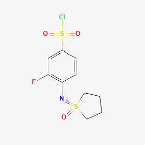 molecular formula C10H11ClFNO3S2 B13193584 3-Fluoro-4-[(1-oxothiolan-1-ylidene)amino]benzenesulfonyl chloride 