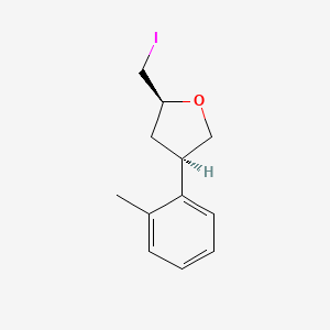 molecular formula C12H15IO B13193924 (2S,4R)-2-(Iodomethyl)-4-(2-methylphenyl)oxolane 