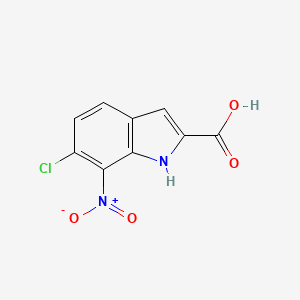 molecular formula C9H5ClN2O4 B13193955 6-Chloro-7-nitro-1H-indole-2-carboxylic acid 