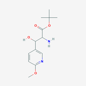 molecular formula C13H20N2O4 B13194175 tert-Butyl 2-amino-3-hydroxy-3-(6-methoxypyridin-3-yl)propanoate 