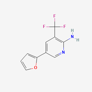 molecular formula C10H7F3N2O B13194341 5-(Furan-2-yl)-3-(trifluoromethyl)pyridin-2-amine 