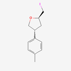 molecular formula C12H15IO B13194674 (2R,4R)-2-(Iodomethyl)-4-(4-methylphenyl)oxolane 