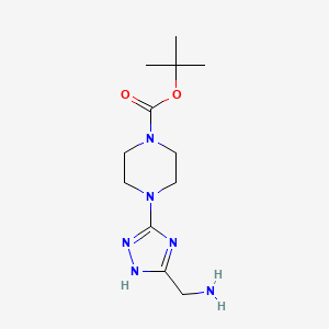 molecular formula C12H22N6O2 B13194842 tert-Butyl 4-[5-(aminomethyl)-1H-1,2,4-triazol-3-yl]piperazine-1-carboxylate 