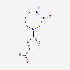 molecular formula C10H12N2O2S B13194884 4-(3-Oxo-1,4-diazepan-1-YL)thiophene-2-carbaldehyde 