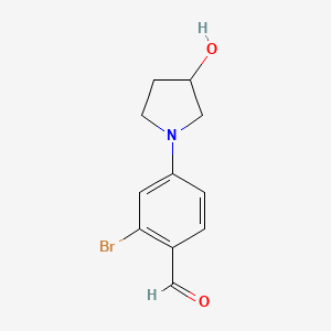 molecular formula C11H12BrNO2 B13194901 2-Bromo-4-(3-hydroxypyrrolidin-1-yl)benzaldehyde 