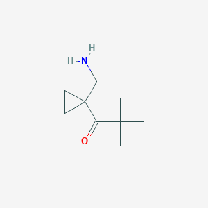 molecular formula C9H17NO B13194913 1-[1-(Aminomethyl)cyclopropyl]-2,2-dimethylpropan-1-one 