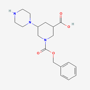 molecular formula C18H25N3O4 B13194949 1-[(Benzyloxy)carbonyl]-5-(piperazin-1-yl)piperidine-3-carboxylic acid 