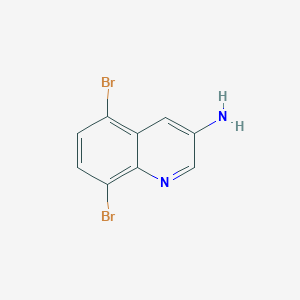 molecular formula C9H6Br2N2 B13195426 5,8-Dibromoquinolin-3-amine 