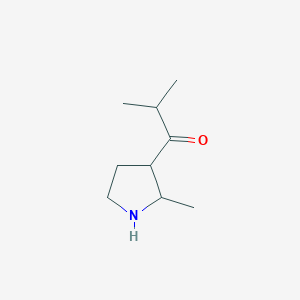 molecular formula C9H17NO B13195430 2-Methyl-1-(2-methylpyrrolidin-3-yl)propan-1-one 