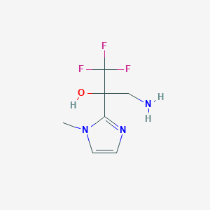 molecular formula C7H10F3N3O B13195473 3-amino-1,1,1-trifluoro-2-(1-methyl-1H-imidazol-2-yl)propan-2-ol 