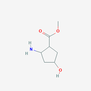 molecular formula C7H13NO3 B13195648 Methyl 2-amino-4-hydroxycyclopentane-1-carboxylate 