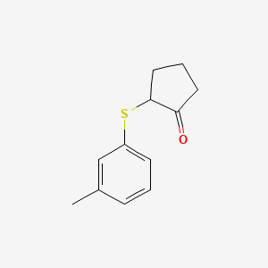 molecular formula C12H14OS B13195675 2-[(3-Methylphenyl)sulfanyl]cyclopentan-1-one 