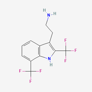 molecular formula C12H10F6N2 B13195737 2-[2,7-Bis(trifluoromethyl)-1H-indol-3-yl]ethan-1-amine 