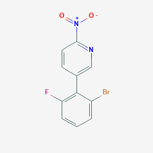 molecular formula C11H6BrFN2O2 B13195929 5-(2-Bromo-6-fluorophenyl)-2-nitropyridine 