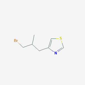 molecular formula C7H10BrNS B13196023 4-(3-Bromo-2-methylpropyl)-1,3-thiazole 