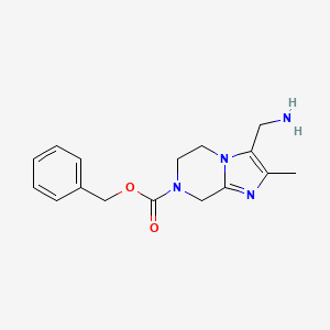 molecular formula C16H20N4O2 B13196169 Benzyl 3-(aminomethyl)-2-methyl-5H,6H,7H,8H-imidazo[1,2-a]pyrazine-7-carboxylate 