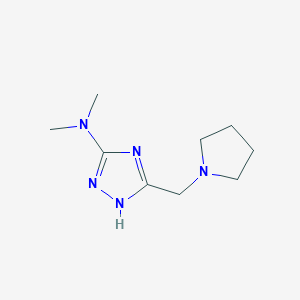 molecular formula C9H17N5 B13196954 N,N-Dimethyl-5-[(pyrrolidin-1-yl)methyl]-1H-1,2,4-triazol-3-amine 
