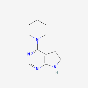 molecular formula C11H16N4 B13197061 1-{5H,6H,7H-pyrrolo[2,3-d]pyrimidin-4-yl}piperidine 
