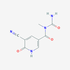 molecular formula C9H8N4O3 B13197558 N-(aminocarbonyl)-5-cyano-N-methyl-6-oxo-1,6-dihydropyridine-3-carboxamide 