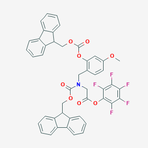 molecular formula C46H32F5NO8 B131976 (2,3,4,5,6-pentafluorophenyl) 2-[9H-fluoren-9-ylmethoxycarbonyl-[[2-(9H-fluoren-9-ylmethoxycarbonyloxy)-4-methoxyphenyl]methyl]amino]acetate CAS No. 156126-44-2