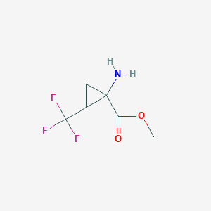 molecular formula C6H8F3NO2 B13197902 Methyl 1-amino-2-(trifluoromethyl)cyclopropane-1-carboxylate 
