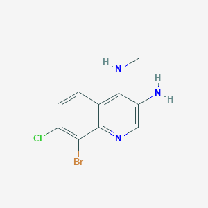 molecular formula C10H9BrClN3 B13198184 8-Bromo-7-chloro-N4-methylquinoline-3,4-diamine 