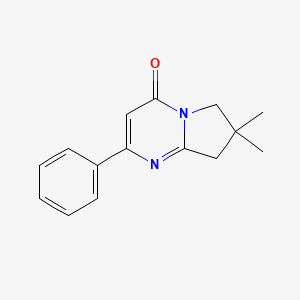 molecular formula C15H16N2O B13198383 7,7-Dimethyl-2-phenyl-4H,6H,7H,8H-pyrrolo[1,2-a]pyrimidin-4-one 