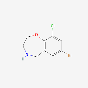 molecular formula C9H9BrClNO B13198591 7-Bromo-9-chloro-2,3,4,5-tetrahydro-1,4-benzoxazepine 