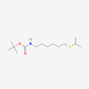 molecular formula C14H29NO2S B13198723 tert-Butyl N-[6-(propan-2-ylsulfanyl)hexyl]carbamate 