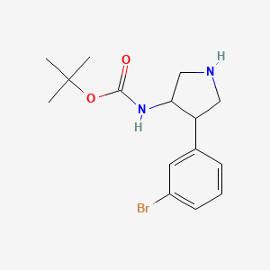 molecular formula C15H21BrN2O2 B13198741 tert-butyl N-[4-(3-bromophenyl)pyrrolidin-3-yl]carbamate 