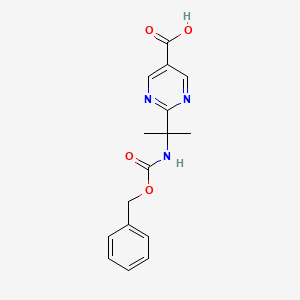 molecular formula C16H17N3O4 B13199292 2-(2-{[(Benzyloxy)carbonyl]amino}propan-2-yl)pyrimidine-5-carboxylicacid 
