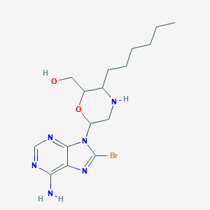 molecular formula C16H25BrN6O2 B131994 [6-(6-Amino-8-bromopurin-9-yl)-3-hexylmorpholin-2-yl]methanol CAS No. 148143-68-4