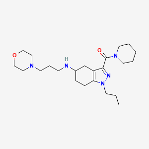 molecular formula C23H39N5O2 B13199455 (5-((3-Morpholinopropyl)amino)-1-propyl-4,5,6,7-tetrahydro-1H-indazol-3-yl)(piperidin-1-yl)methanone 