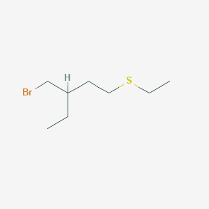 molecular formula C8H17BrS B13199462 3-(Bromomethyl)-1-(ethylsulfanyl)pentane 