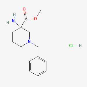 molecular formula C14H21ClN2O2 B13199810 Methyl 3-amino-1-benzylpiperidine-3-carboxylate hydrochloride 