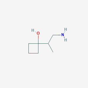 molecular formula C7H15NO B13200596 1-(1-Aminopropan-2-yl)cyclobutan-1-ol 