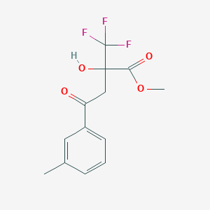 molecular formula C13H13F3O4 B13200712 Methyl 2-hydroxy-4-(3-methylphenyl)-4-oxo-2-(trifluoromethyl)butanoate 