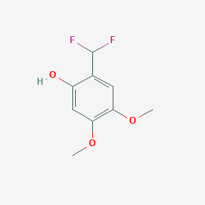 molecular formula C9H10F2O3 B13201475 2-(Difluoromethyl)-4,5-dimethoxyphenol 