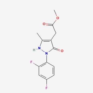 molecular formula C13H12F2N2O3 B13201686 Methyl 2-[2-(2,4-difluorophenyl)-5-methyl-3-oxo-2,3-dihydro-1H-pyrazol-4-yl]acetate 