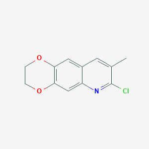 molecular formula C12H10ClNO2 B1320169 7-氯-8-甲基-2,3-二氢-[1,4]二氧杂环[2,3-g]喹啉 CAS No. 183968-31-2