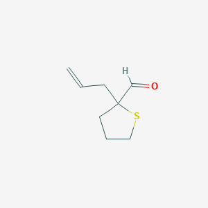 molecular formula C8H12OS B13201756 2-(Prop-2-en-1-yl)thiolane-2-carbaldehyde 