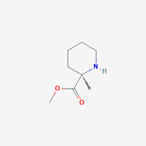 molecular formula C8H15NO2 B13201776 Methyl (2R)-2-methylpiperidine-2-carboxylate 
