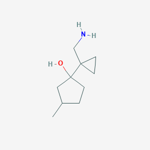 molecular formula C10H19NO B13201809 1-[1-(Aminomethyl)cyclopropyl]-3-methylcyclopentan-1-ol 