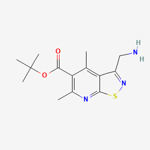 molecular formula C14H19N3O2S B13201847 tert-Butyl 3-(aminomethyl)-4,6-dimethyl-[1,2]thiazolo[5,4-b]pyridine-5-carboxylate 