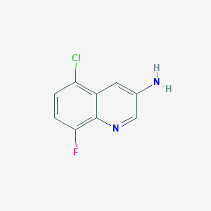 molecular formula C9H6ClFN2 B13202015 5-Chloro-8-fluoroquinolin-3-amine 