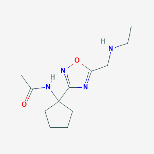 molecular formula C12H20N4O2 B13202230 N-[1-[5-(ethylaminomethyl)-1,2,4-oxadiazol-3-yl]cyclopentyl]acetamide 